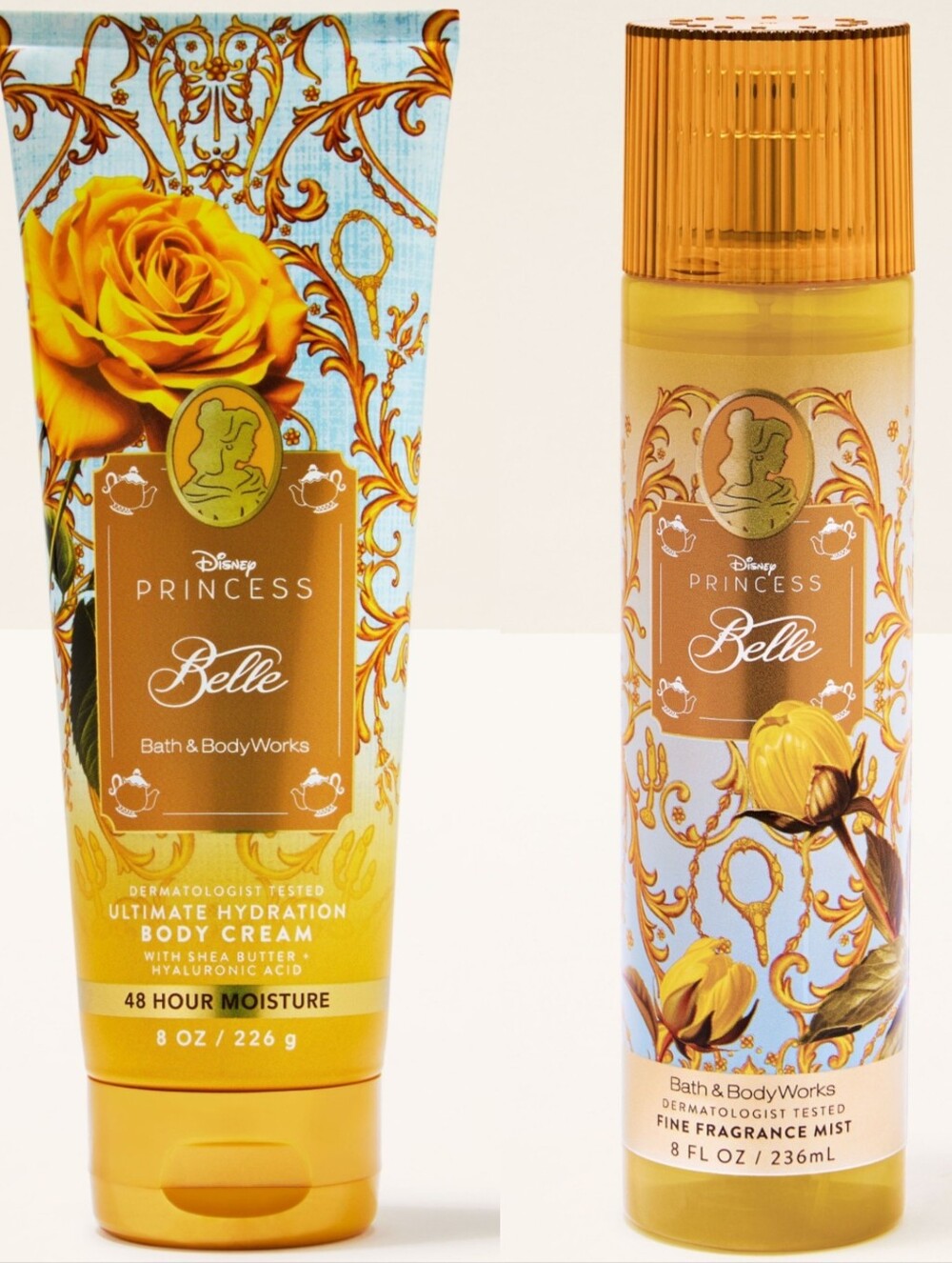 Bath & Body Works Disney Princess Belle Body Cream & Fragrance Mist Set NEW RARE